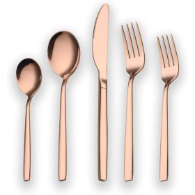 20 Pieces Gold Plated Stainless Steel Flatware Set; Sliverware Cutlery Set Service for 4; Mirror Polished (Color: Rose Gold)